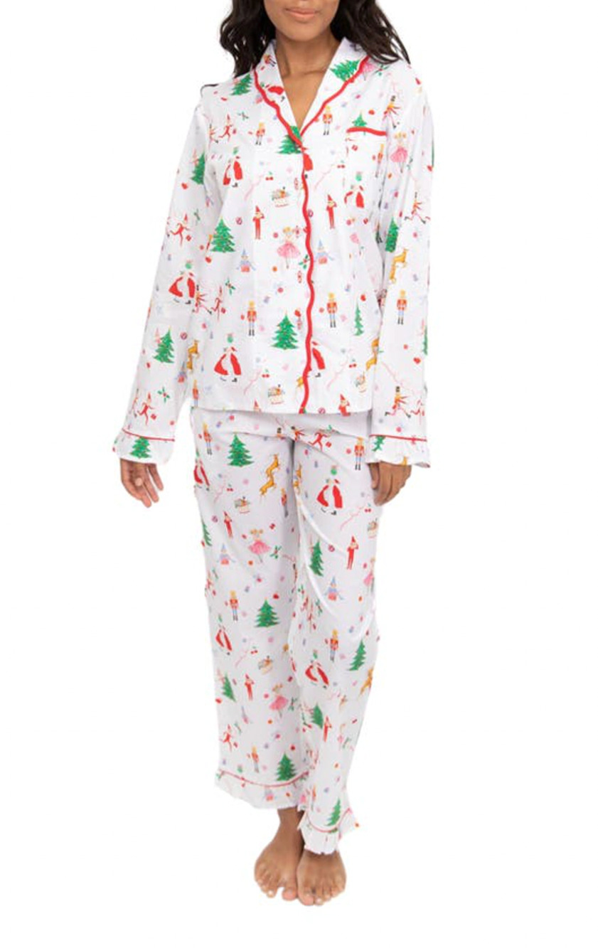 SANT AND ABEL X KATHY HILTON Christmas Magic Cotton Pajamas Set XL White NWT